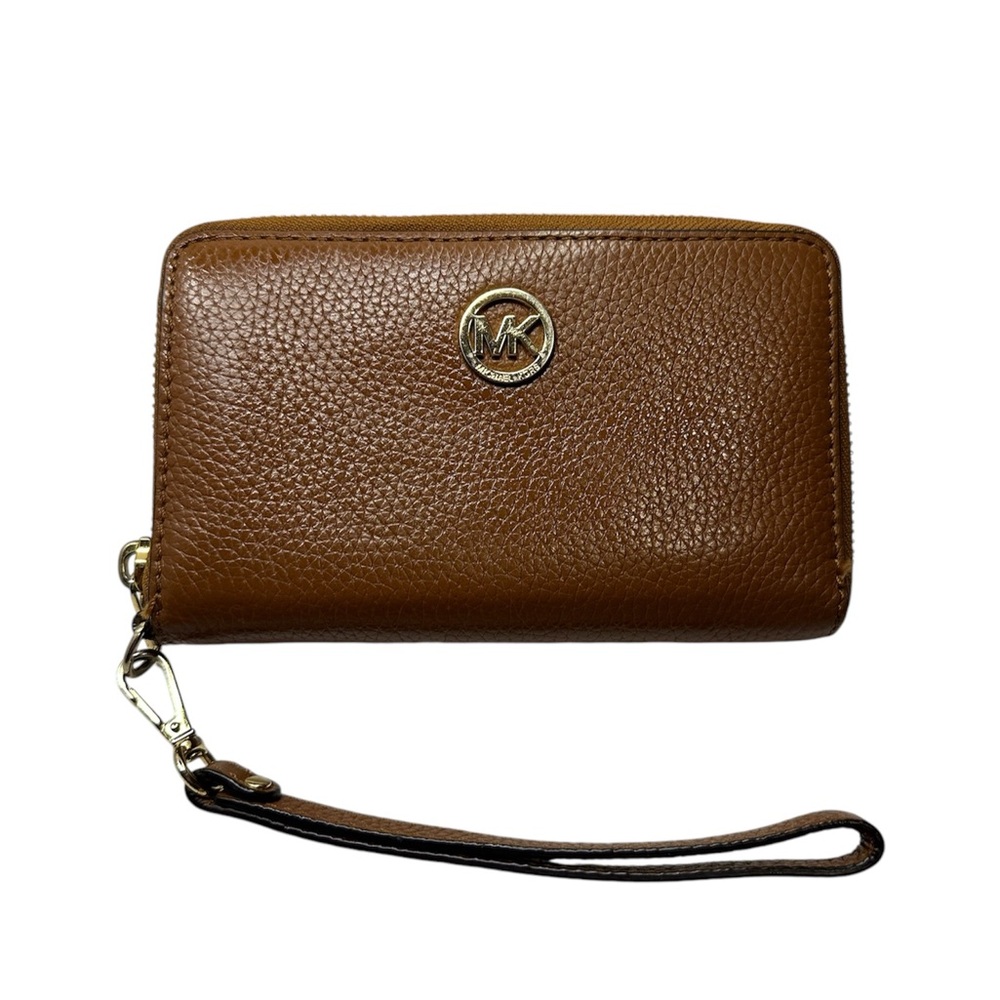 Michael Kors EUC Light Brown Pebbled Leather Fulton Large Wallet